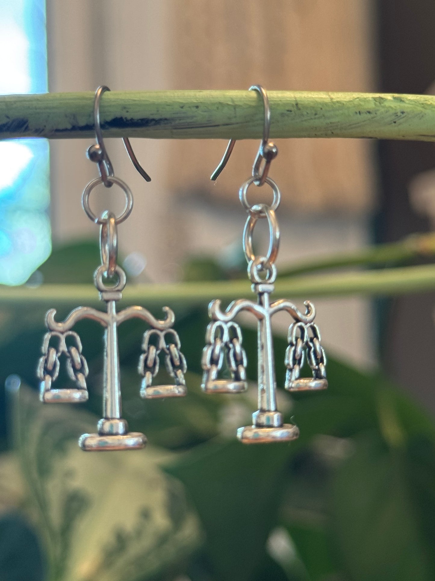 Silver scales justice earrings