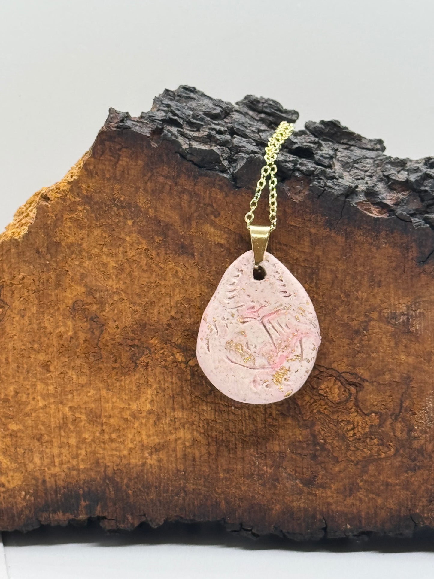 Pink and gold sunstone necklace