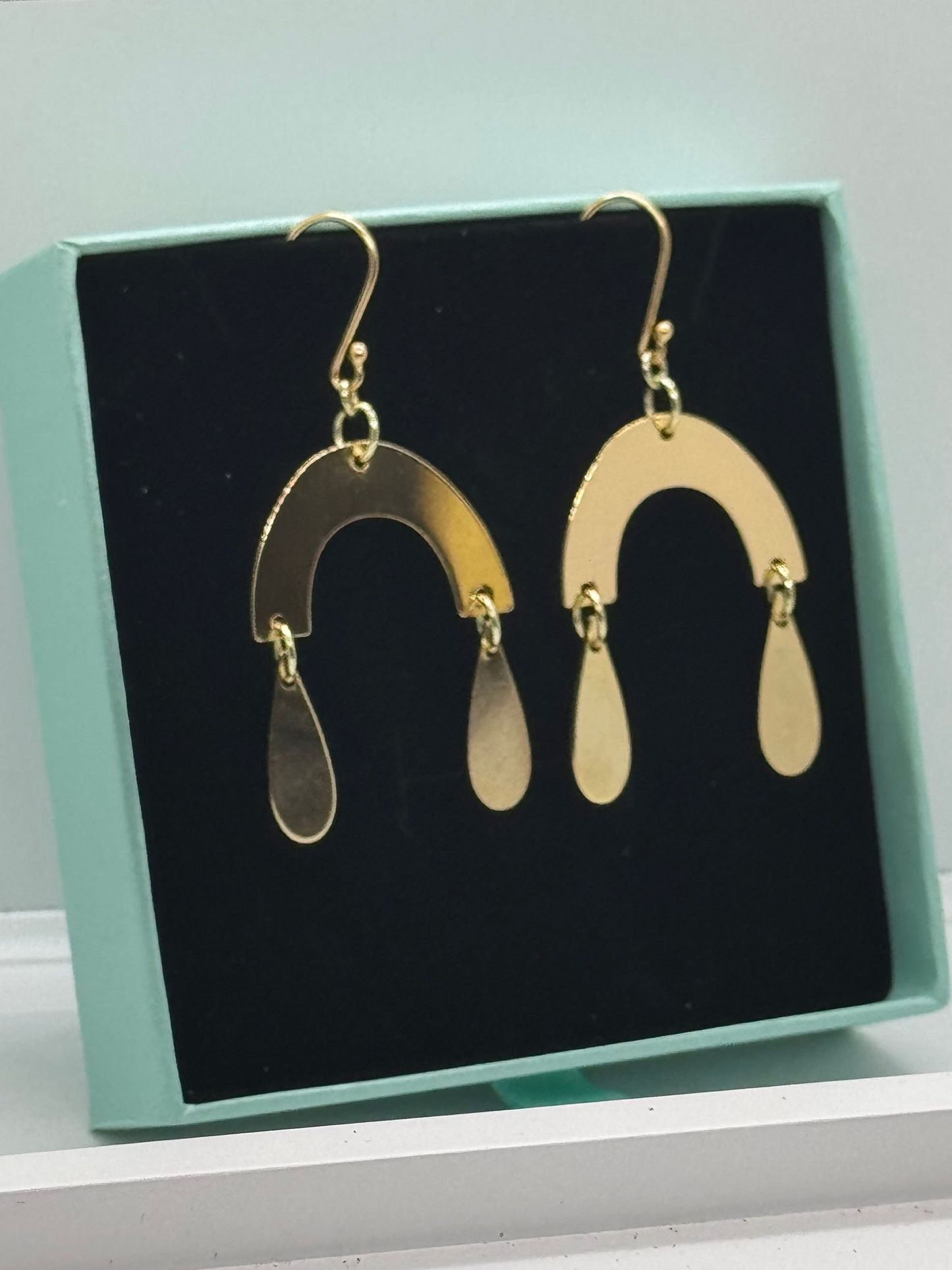 Gold rainbow droplet earrings