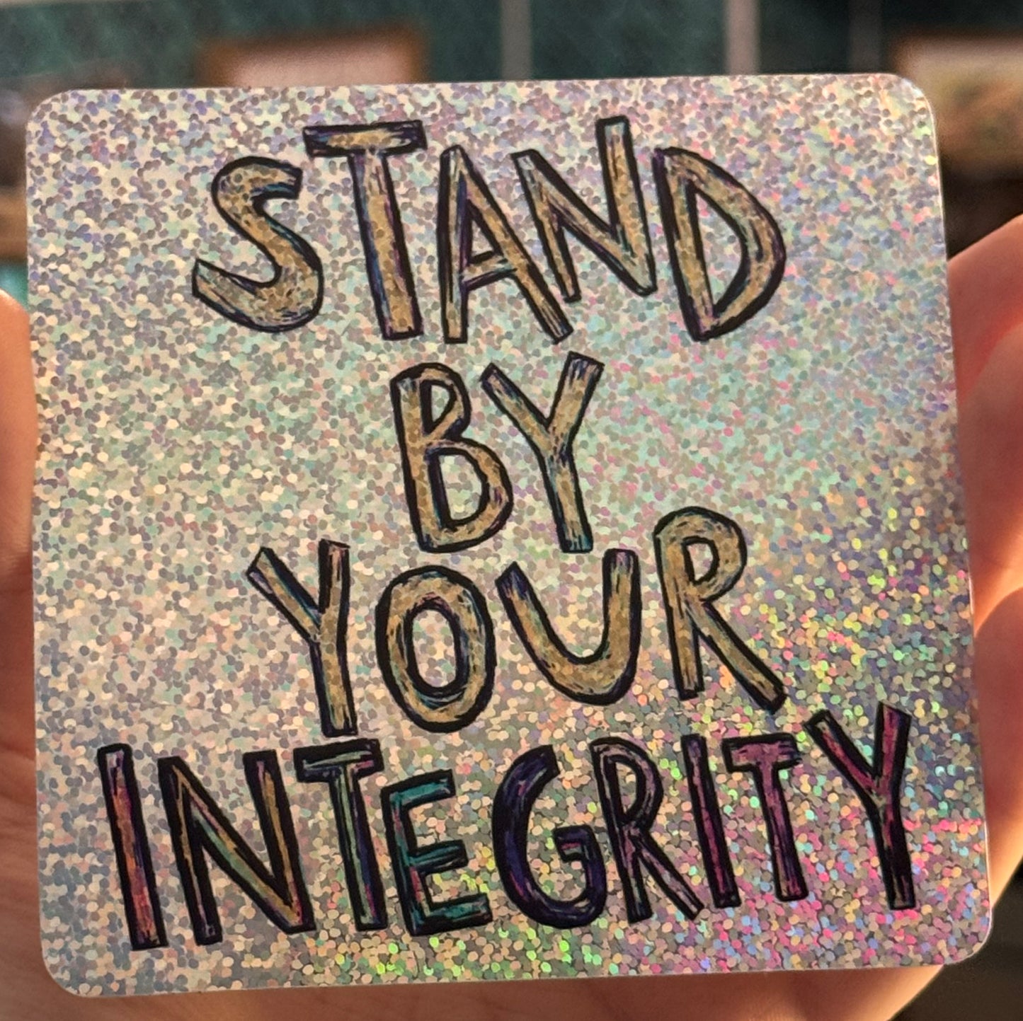 Integrity glitter sticker