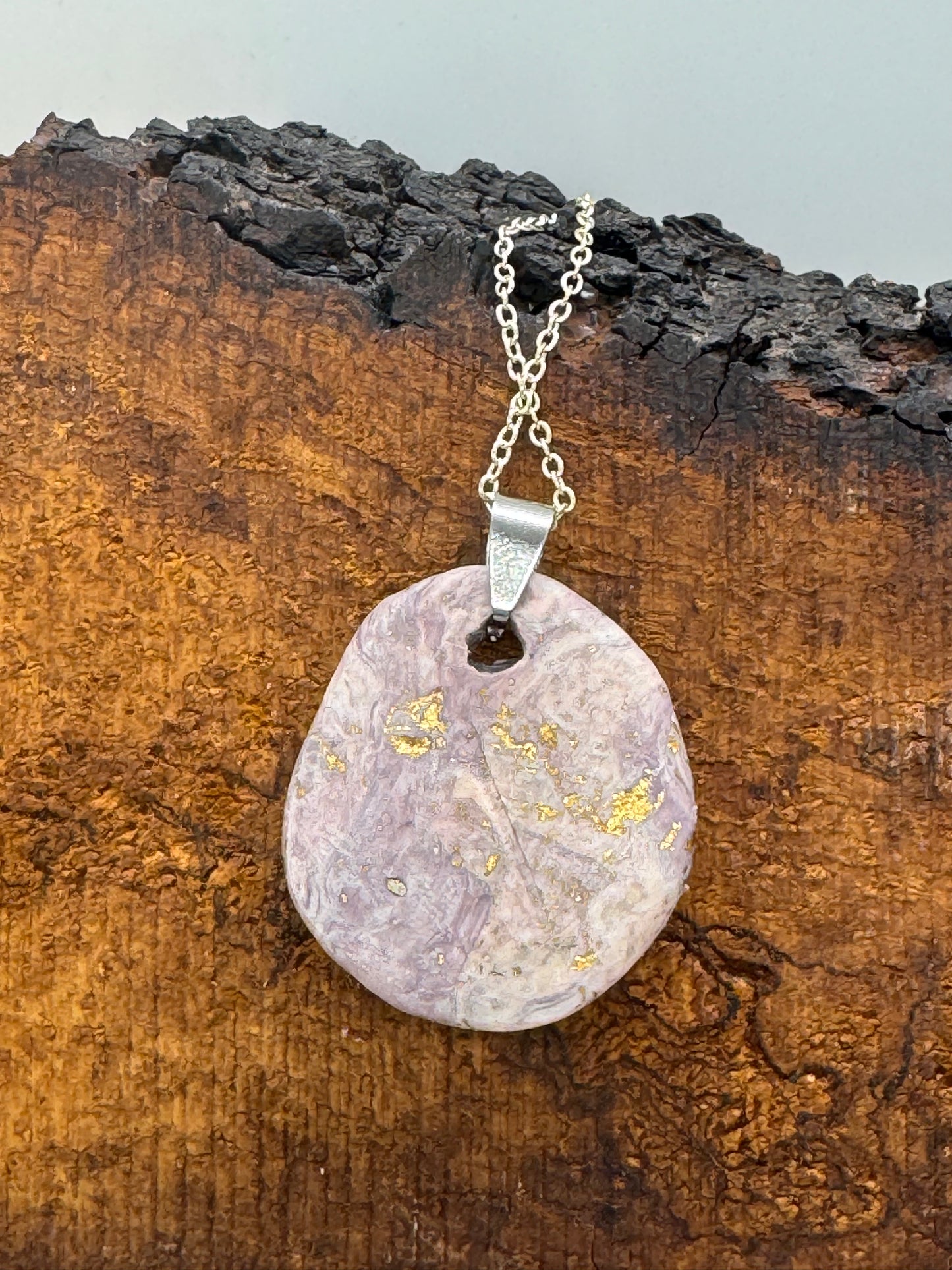 Rainbow tourmaline and clay handmade necklace