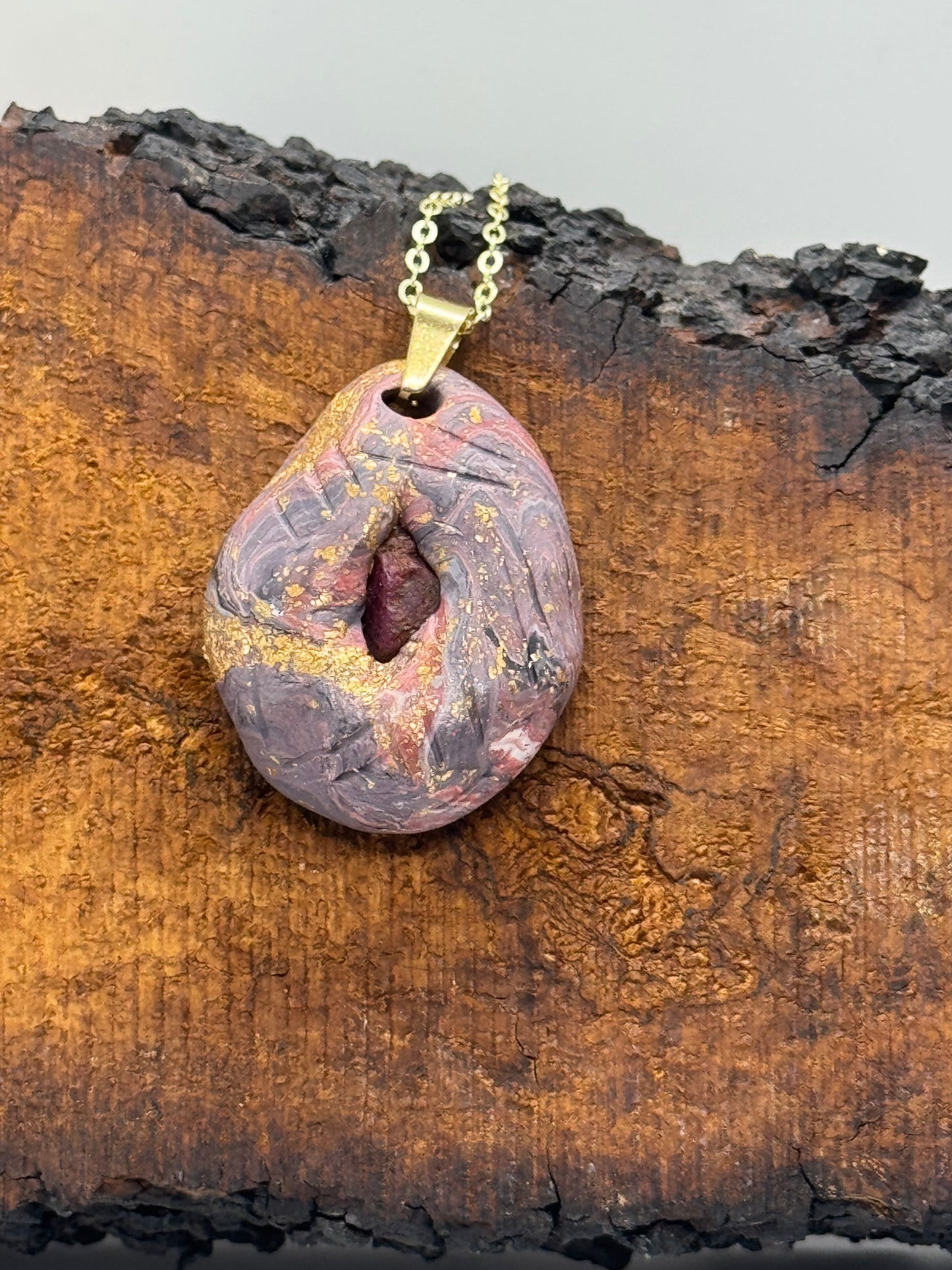 Dusty purple and raw ruby necklace