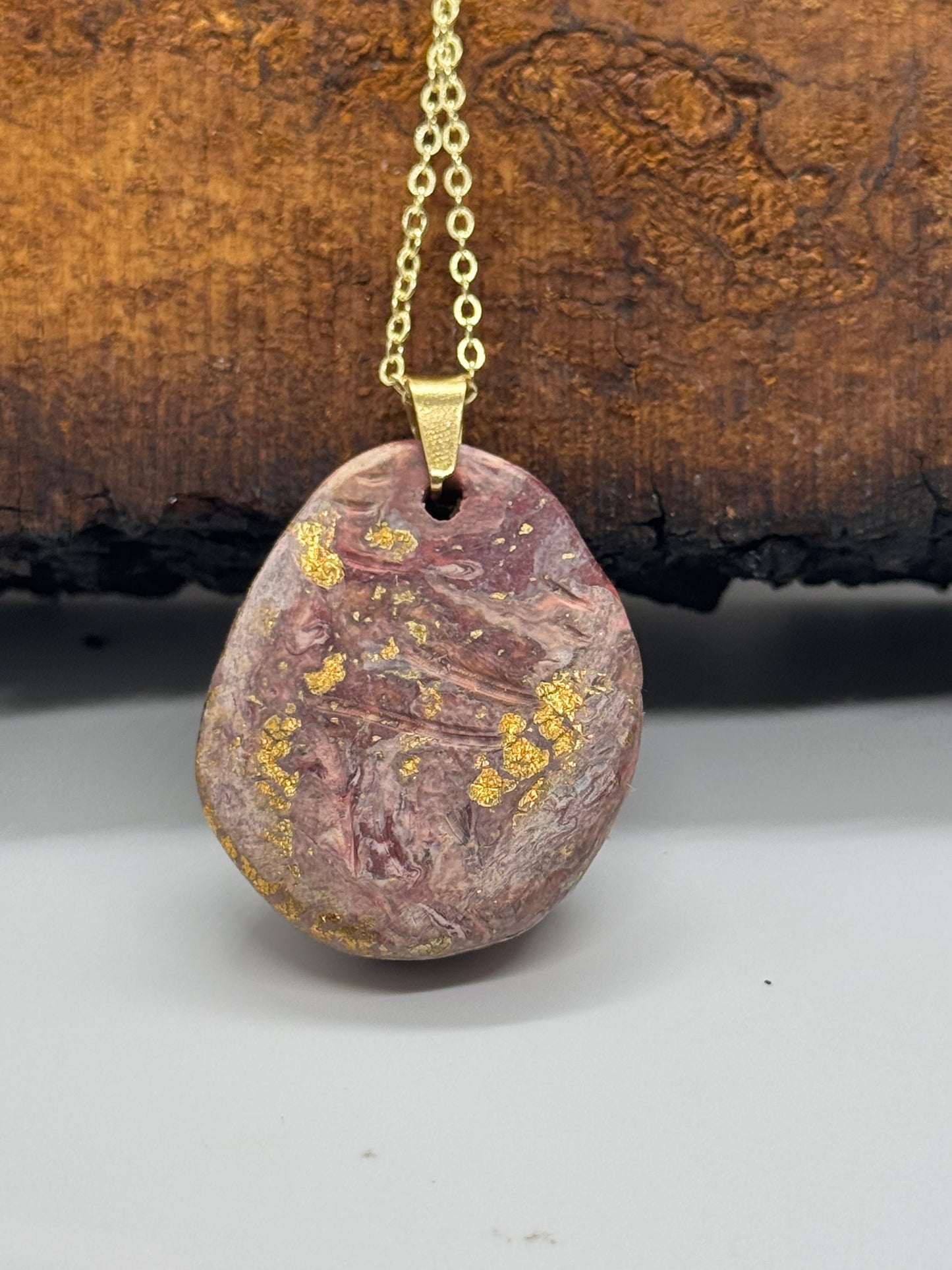 Raw sunstone hand-carved necklace, gold chain