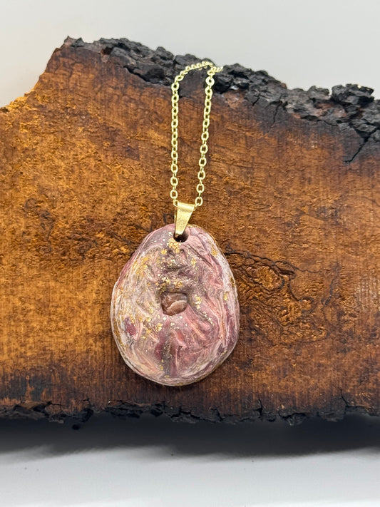 Raw sunstone hand-carved necklace, gold chain