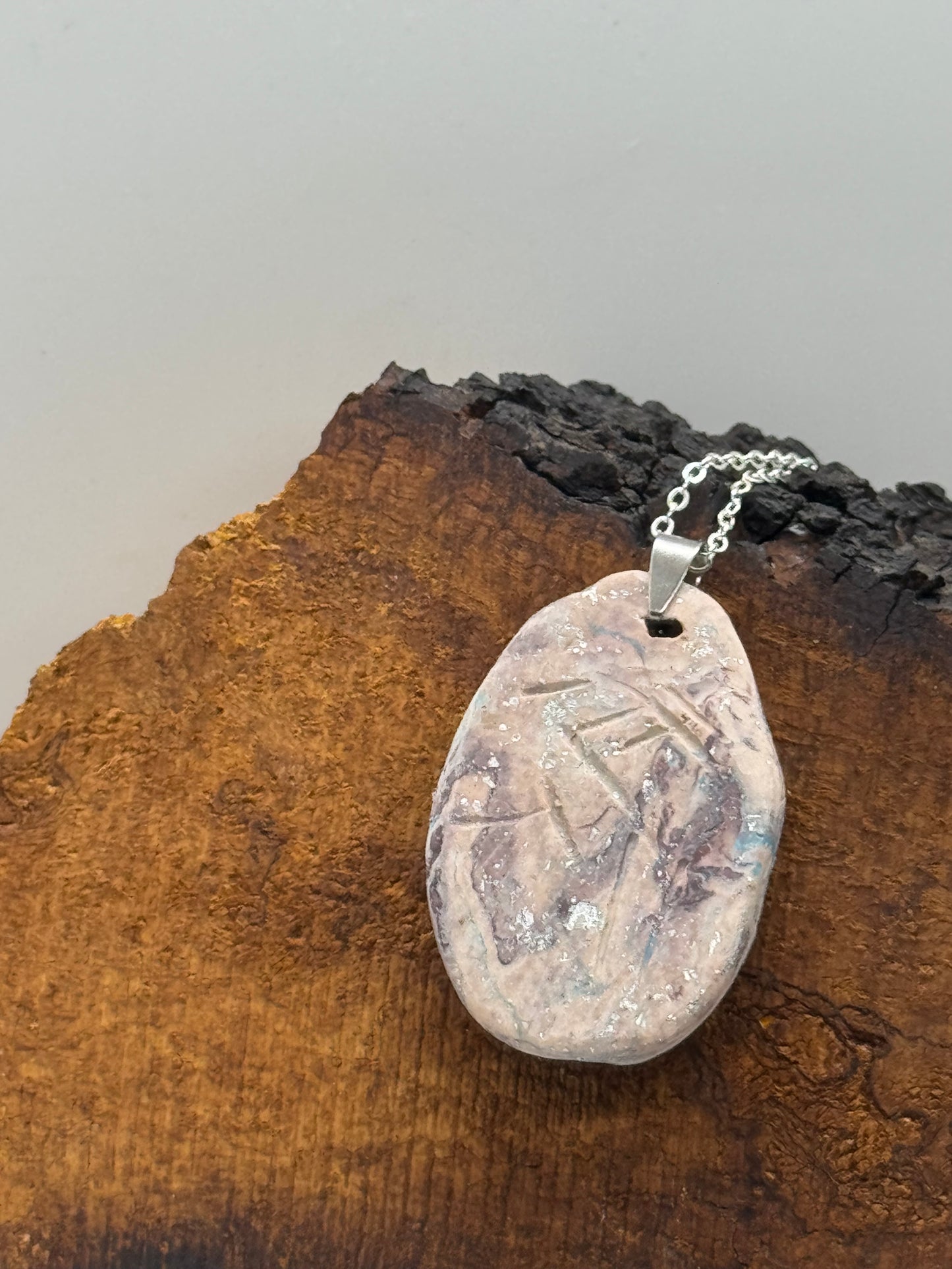 Aquamarine and clay necklace