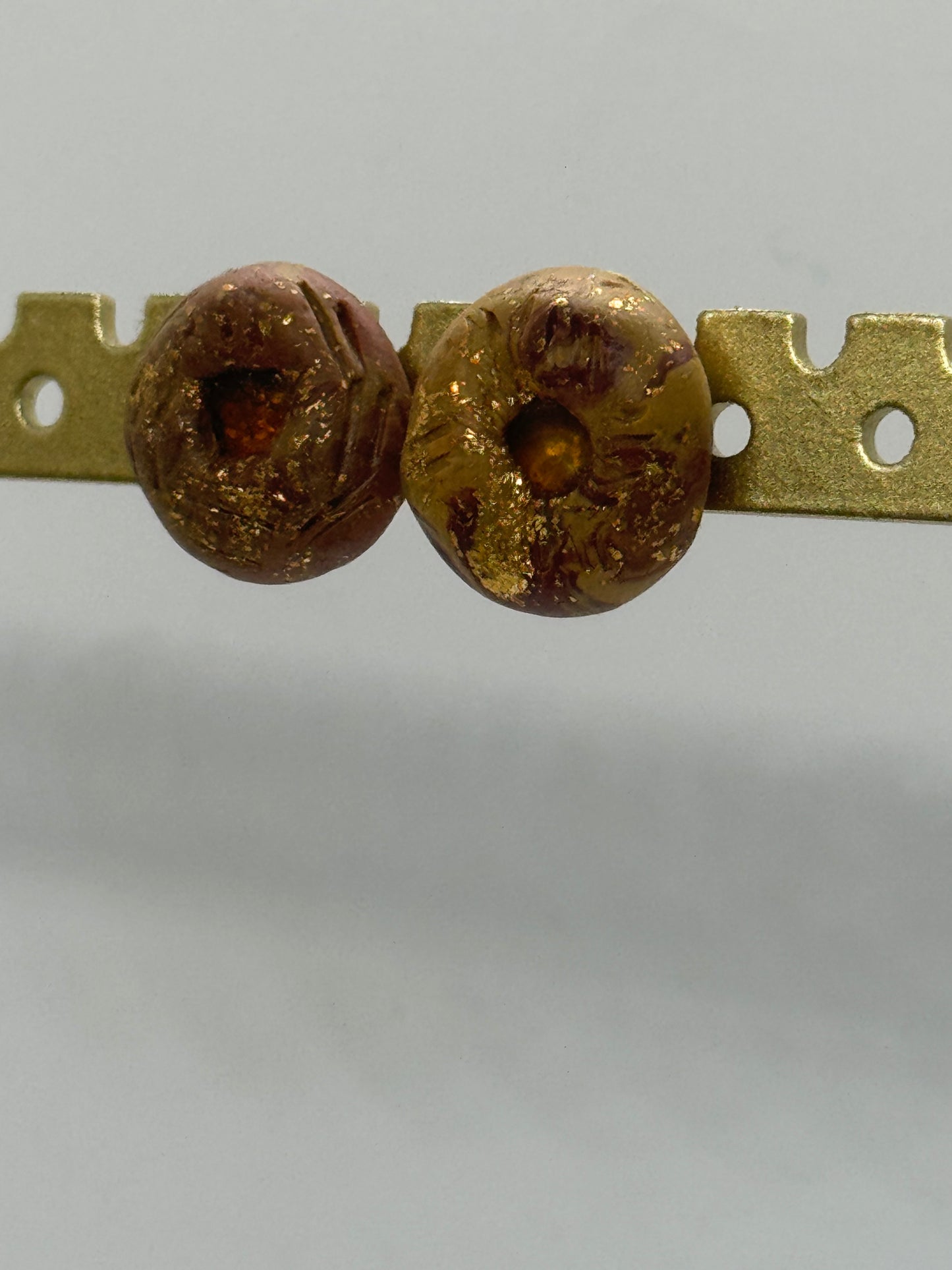 Earthy hand-sculpted amber stud earrings