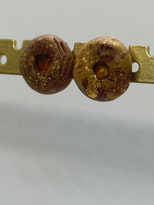 Earthy hand-sculpted amber stud earrings