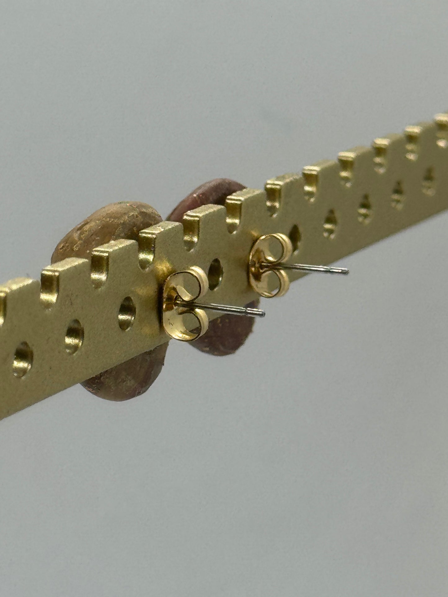 Earthy hand-sculpted amber stud earrings