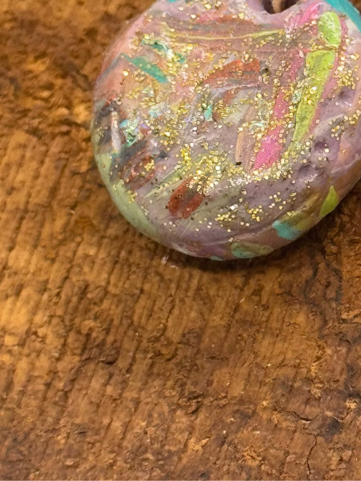 Sparkly kunzite and clay handmade necklace