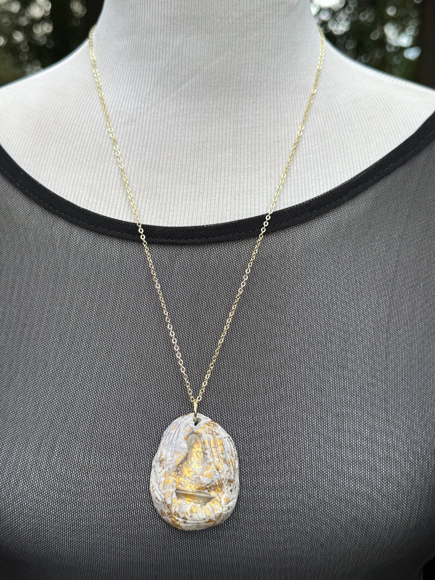 Double clear quartz necklace on gold chain
