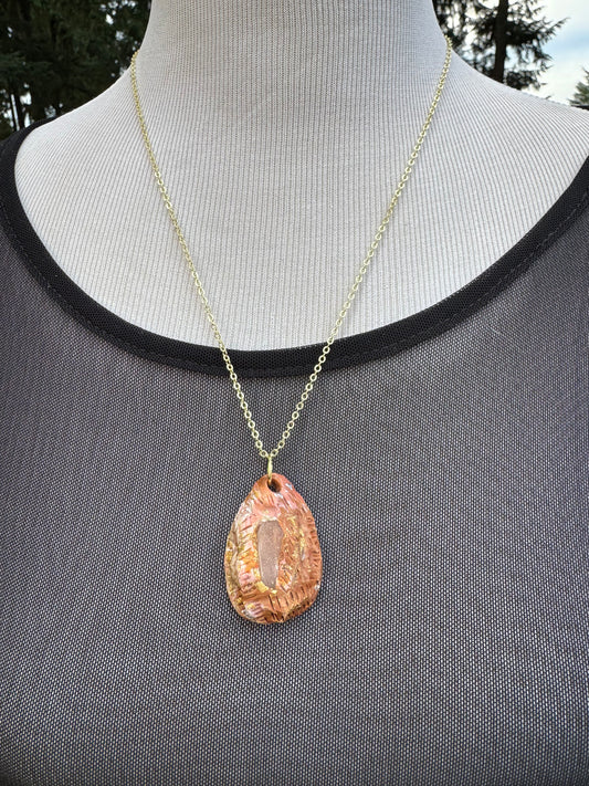 Moonstone and earthy clay handmade necklace