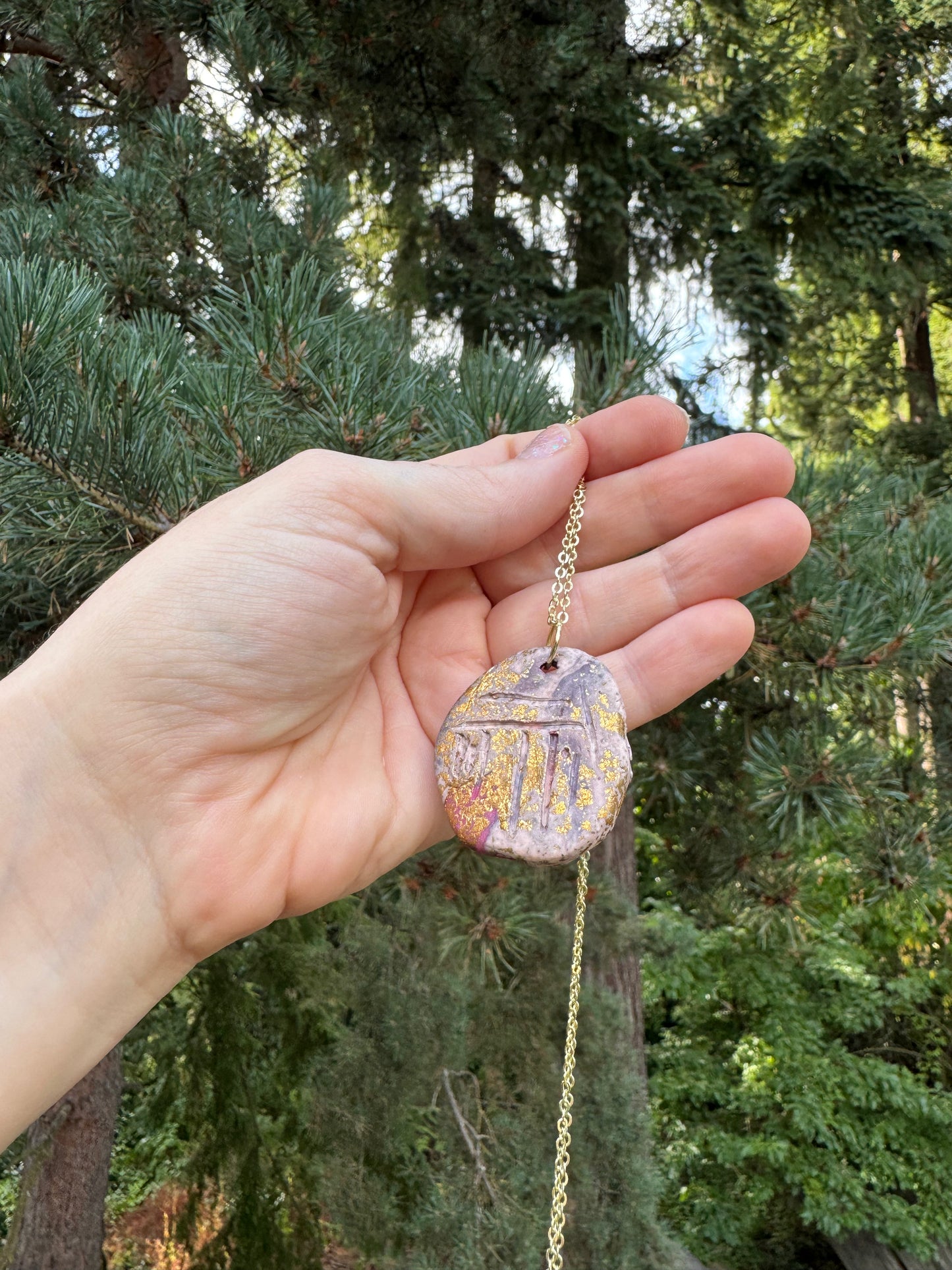 Raw ruby pink necklace, handmade in Oregon