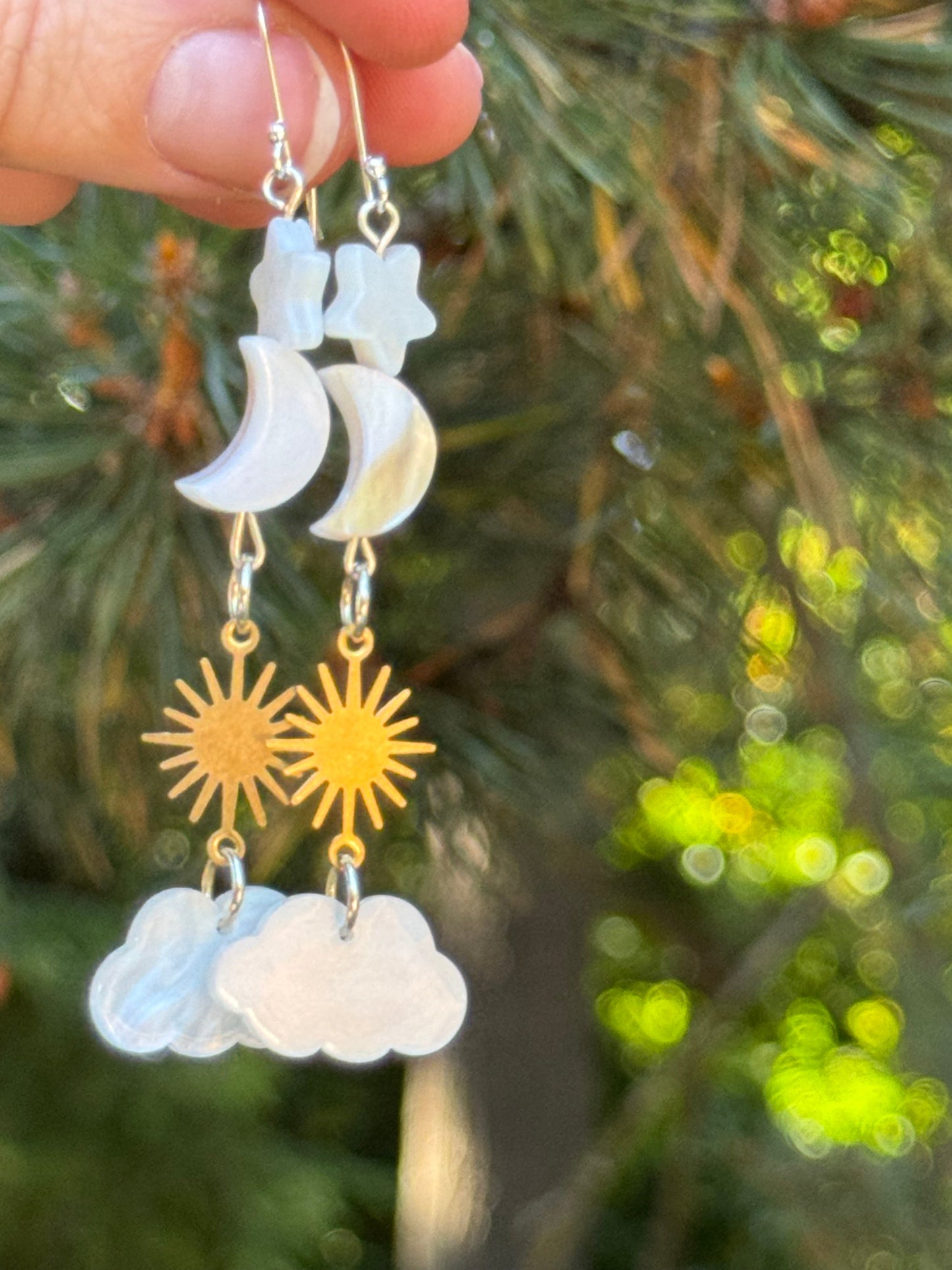 Dreamy sun, moon, star, and cloud earrings