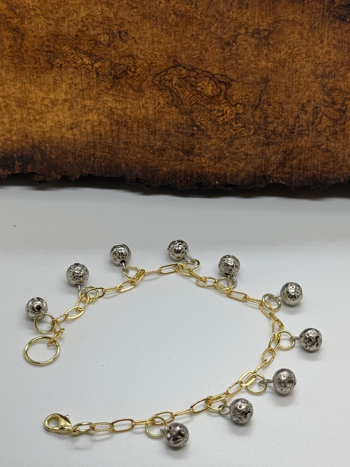 Lava stone gold chain bracelet, "Generation"
