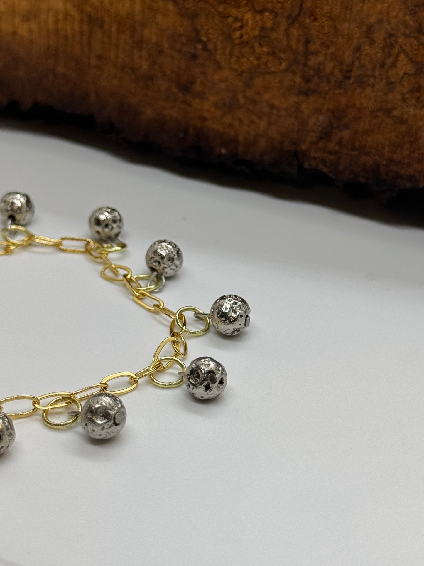 Lava stone gold chain bracelet, "Generation"
