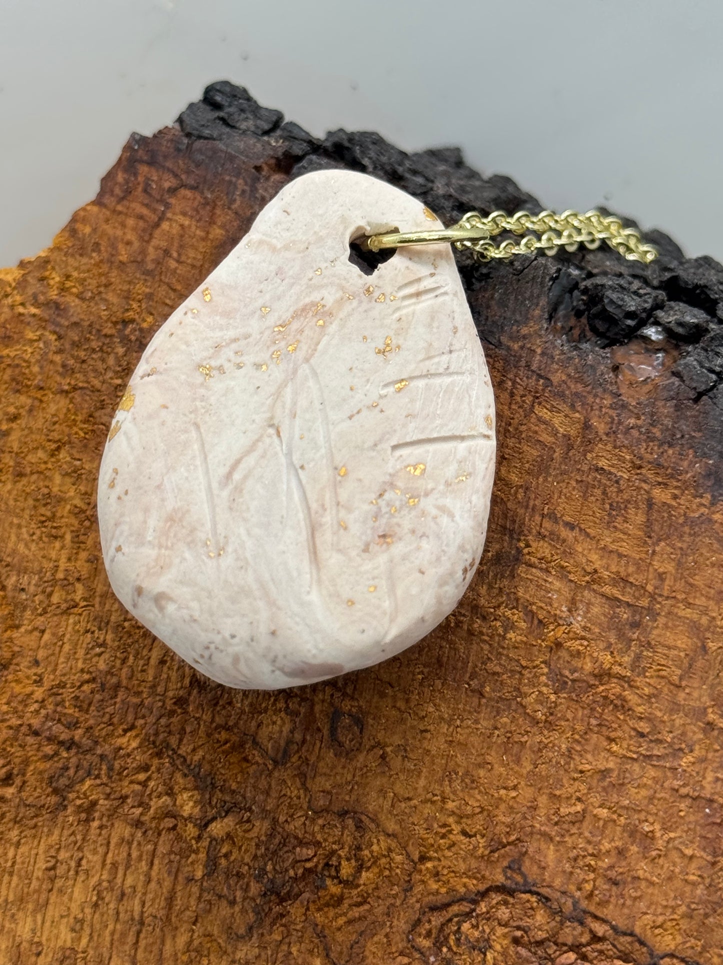 Amethyst and clay pendant necklace