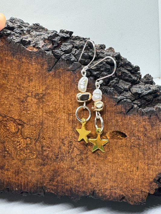 Pearl star earrings