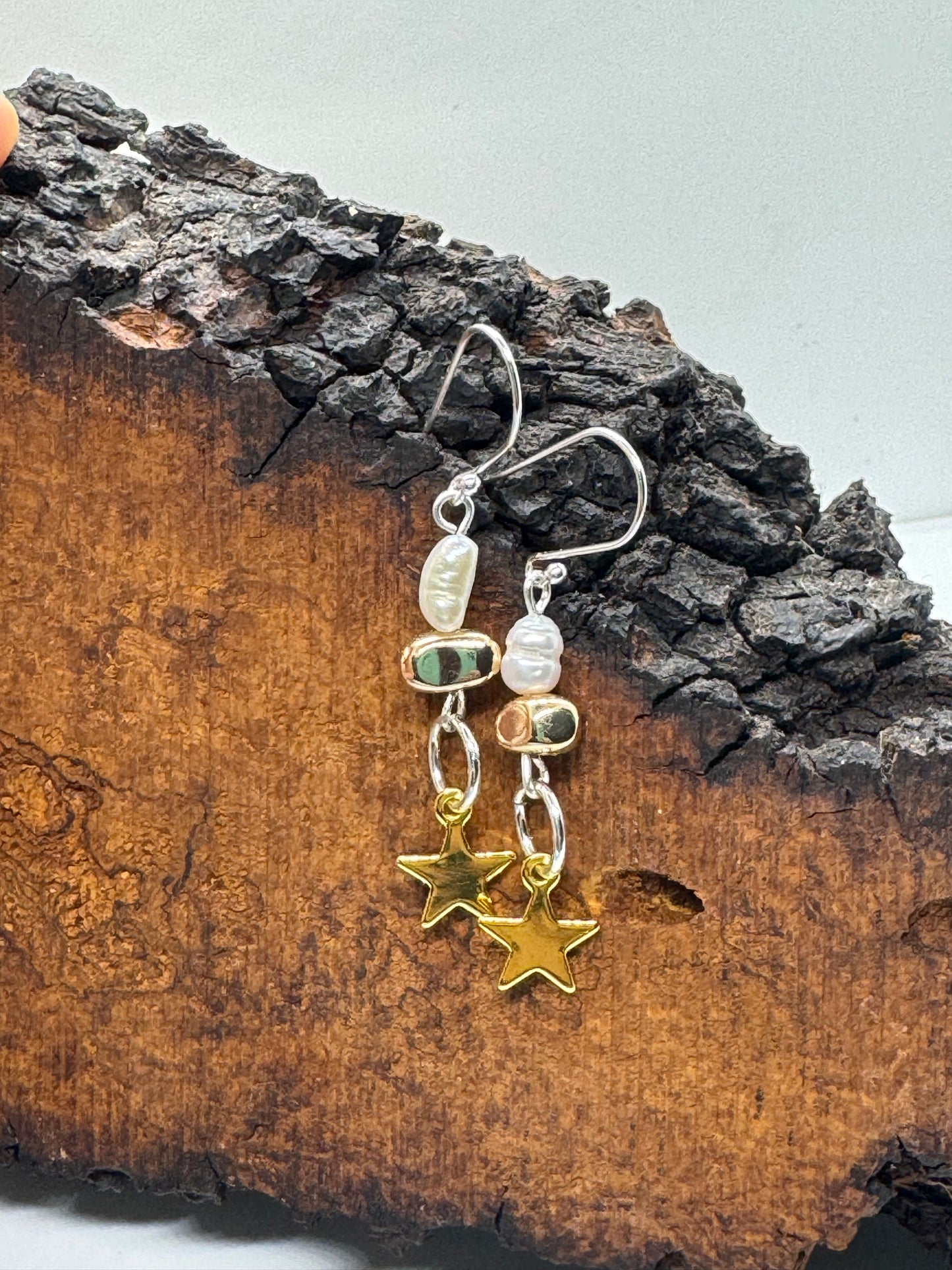 Pearl star earrings