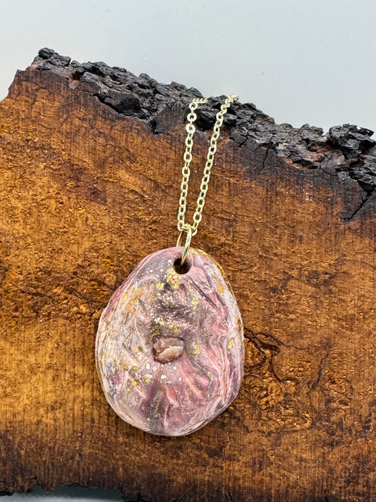 Raw sunstone hand-carved necklace, gold chain