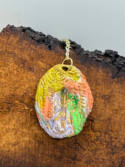 Rainbow clear quartz clay necklace