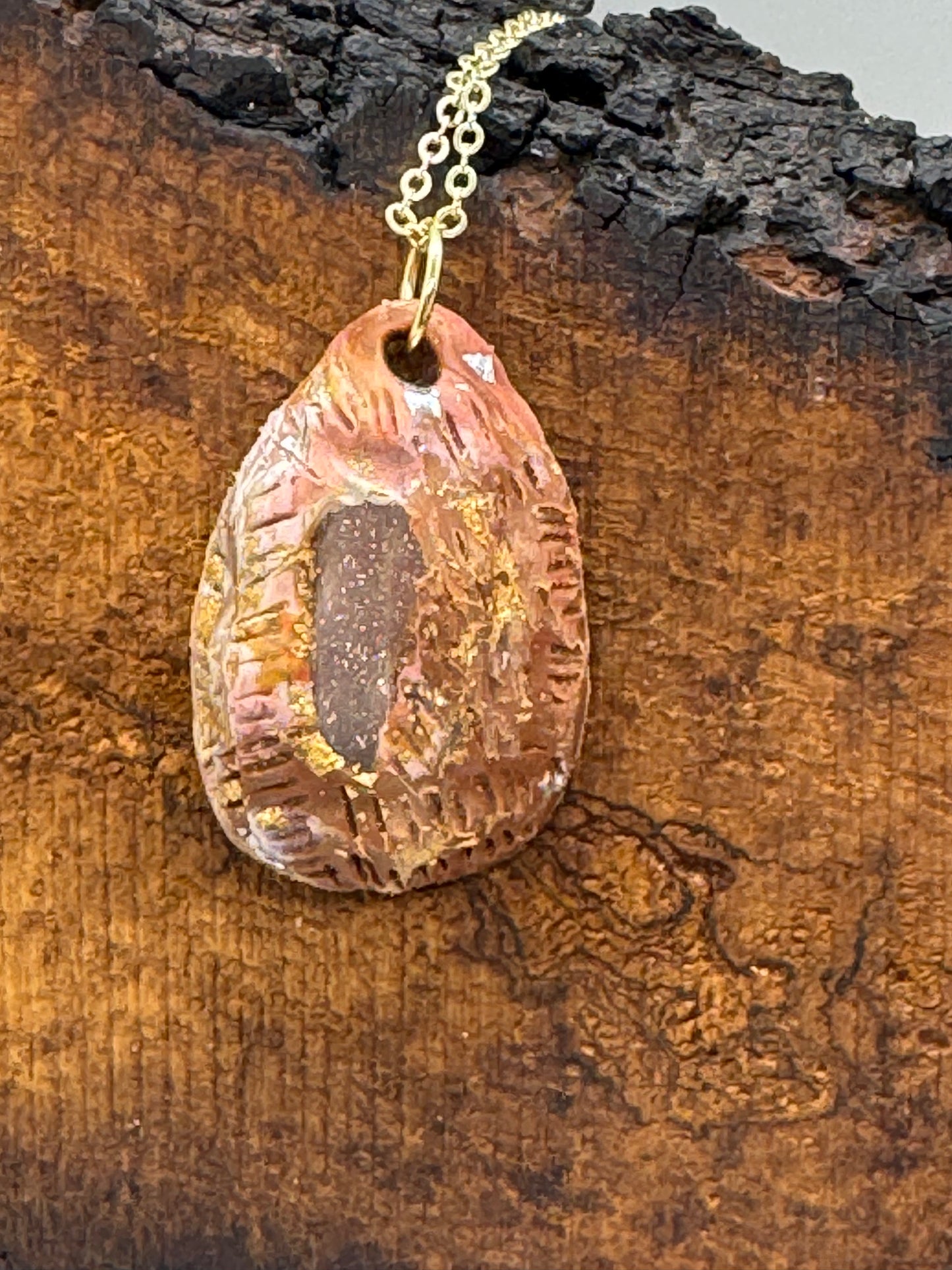 Moonstone and earthy clay handmade necklace