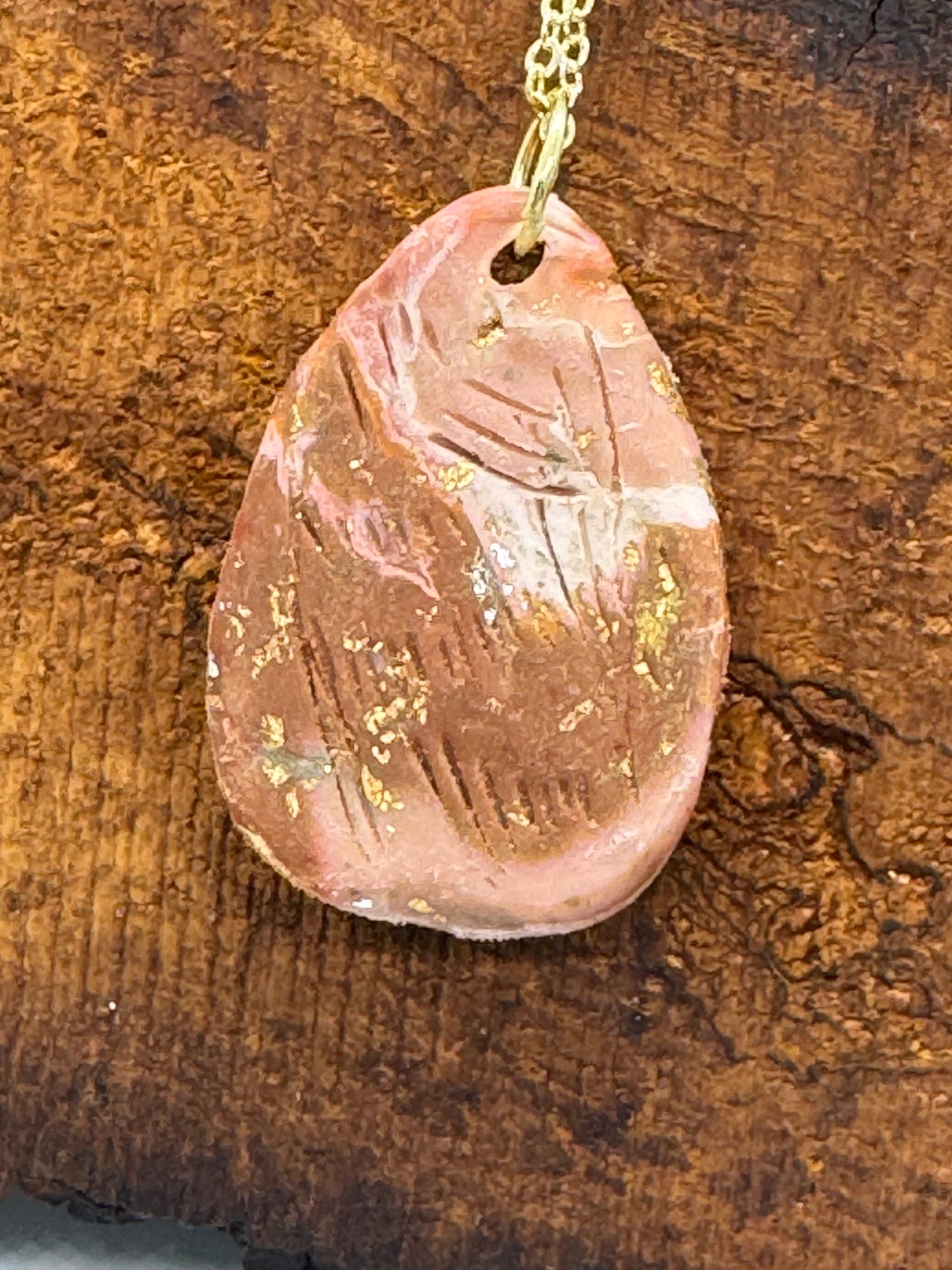 Moonstone and earthy clay handmade necklace