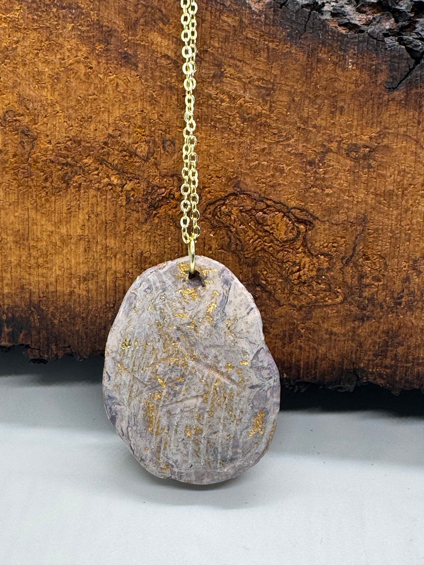 Rainbow tourmaline handmade clay necklace