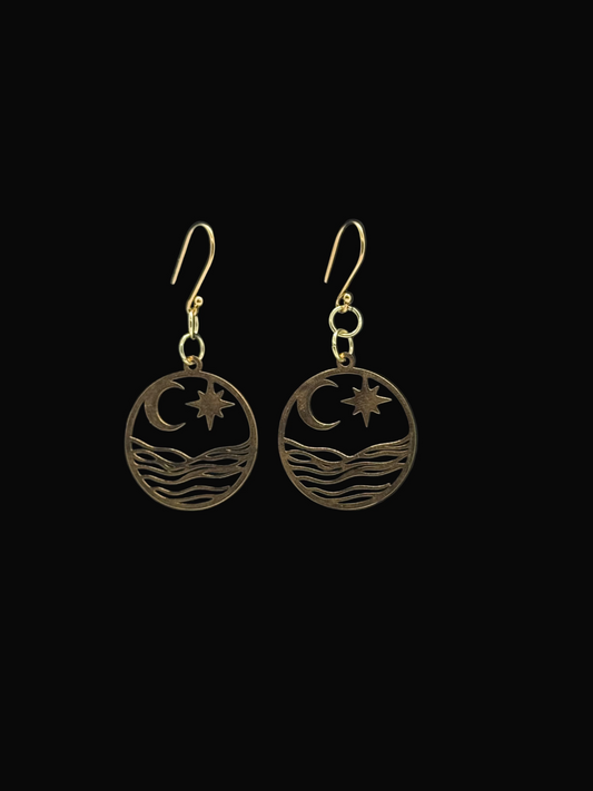 Crescent moon coast gold earrings