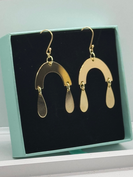 Gold rainbow droplet earrings