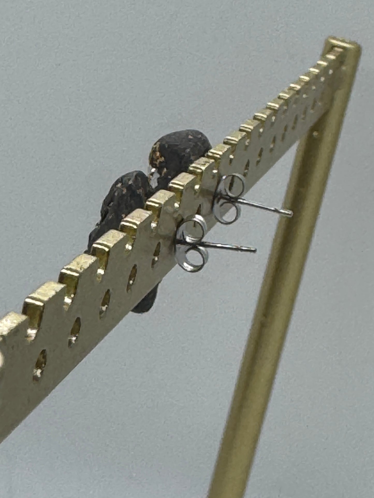 Black pearl clay stud earrings