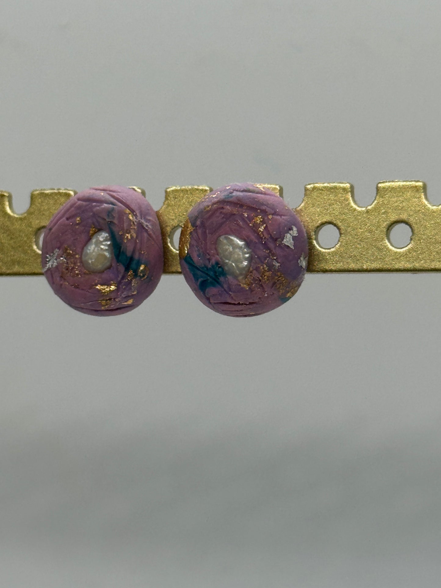 Purple pearl clay stud earrings