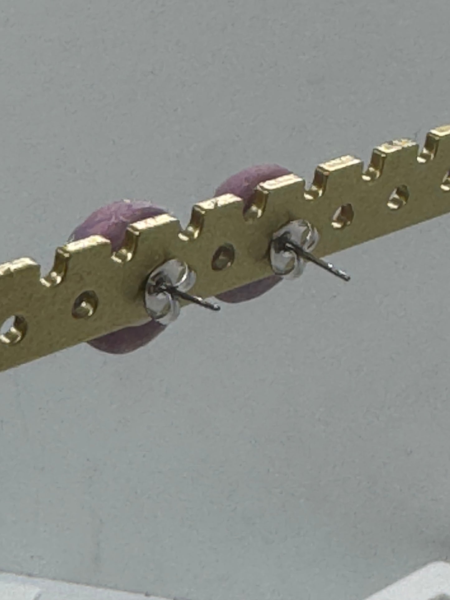 Purple pearl clay stud earrings